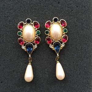 Monet jeweled earrings 2.25 inches